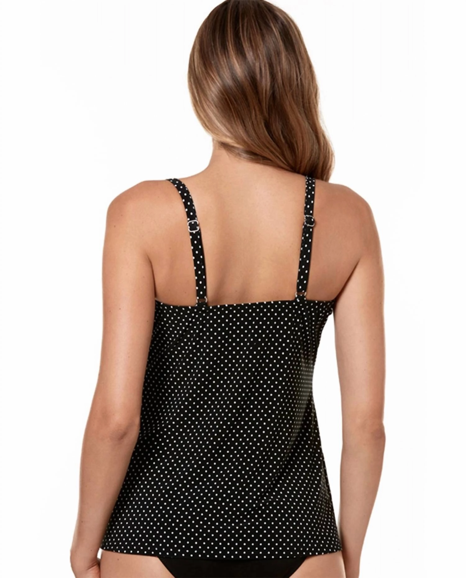 Pin Point Love Knot Underwire Tankini Top In Black White