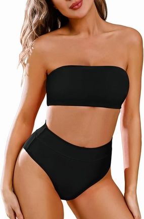 Pink Queen Women's Removable Strap Wrap Pad Cheeky High Waist Bikini Set Swimsuit