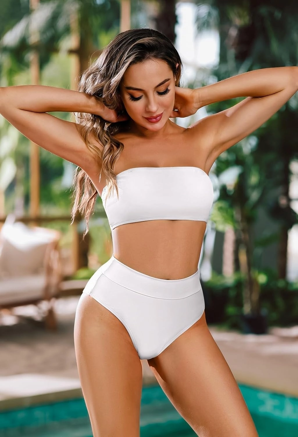 Pink Queen Women's Removable Strap Wrap Pad Cheeky High Waist Bikini Set Swimsuit