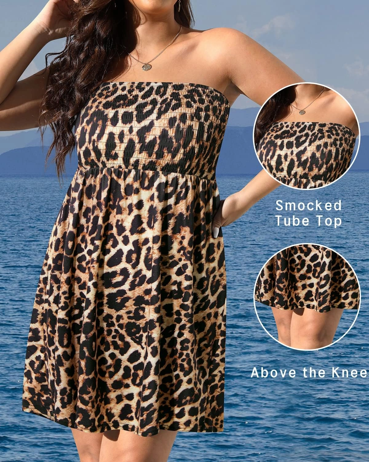 Pinup Fashion Plus Size Swimsuit Cover Up - Women Strapless Swimwear Coverup Tube Top Beach Dress