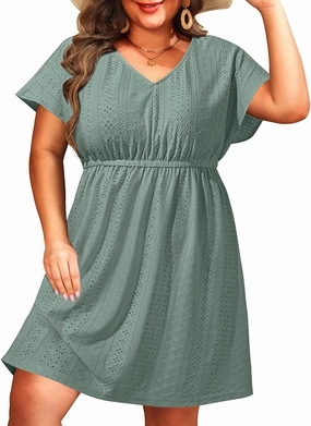 Pinup Fashion Plus Size Swimsuit Cover Up Women - Hollow Out V Neck Beach Dress Coverups
