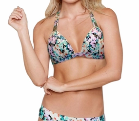 Plunge Triangle Halter Bikini Top In Eden