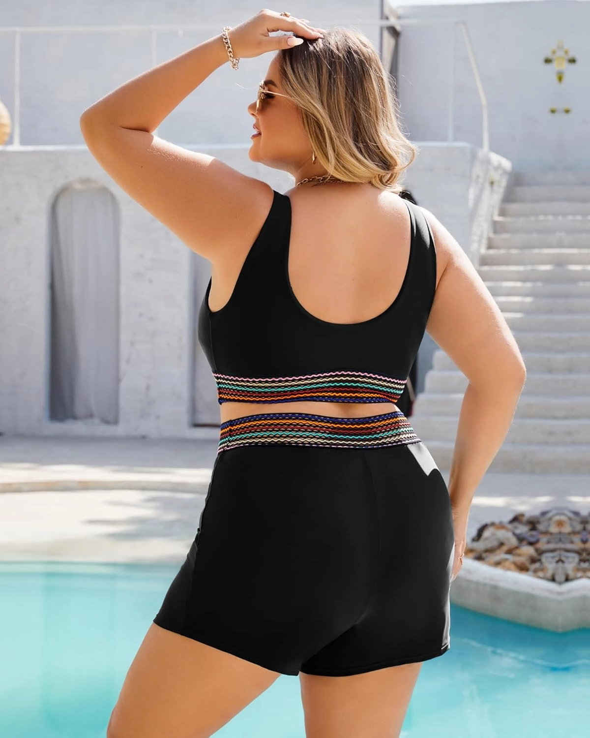 Plus Size Bikini Sets for Women High Waisted Tummy Control Swimsuit Boy Shorts Two Piece Bathing Suit
