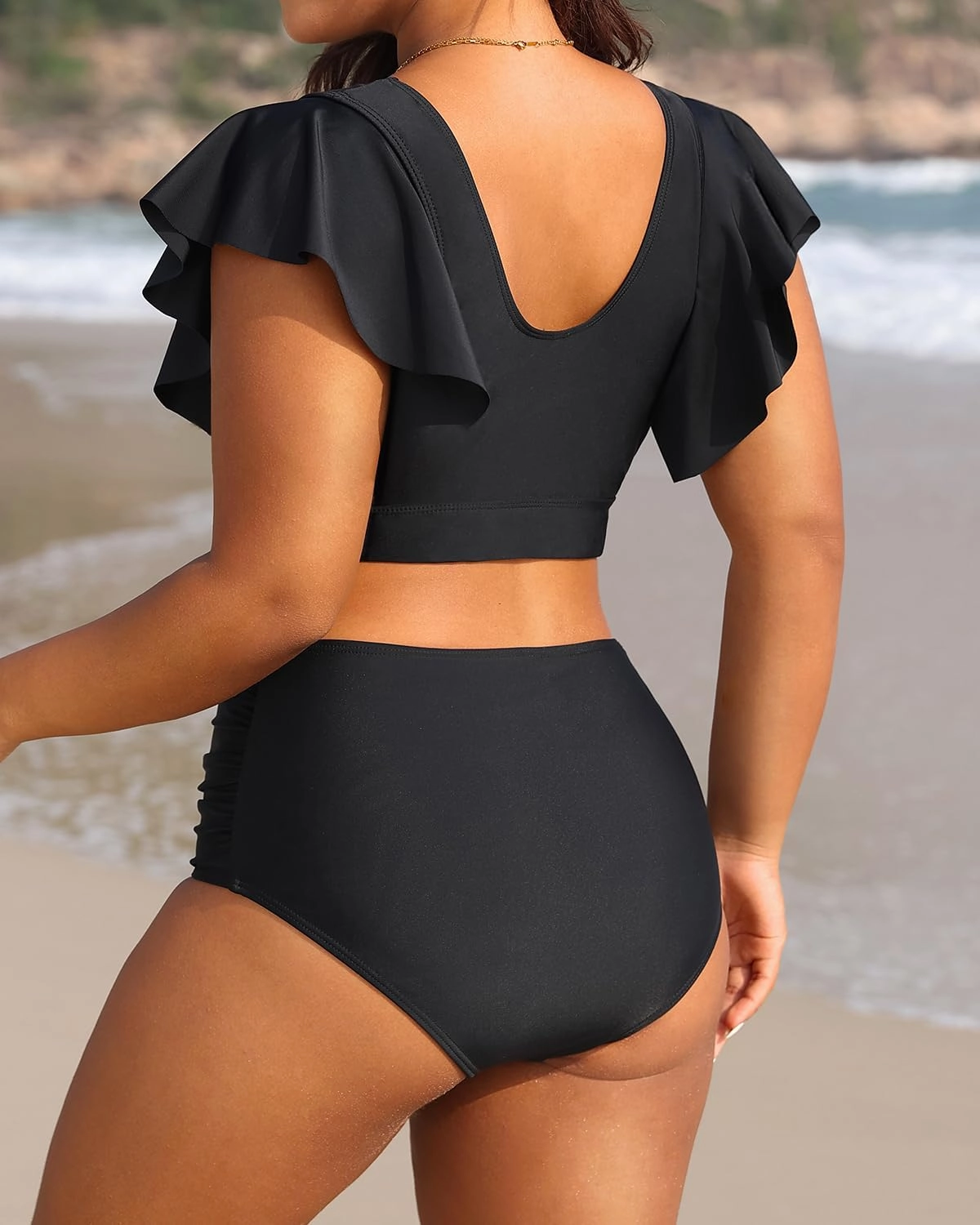 Plus Size Bikini Two Piece Swimsuit - Women High Waisted Tummy Control Bathing Suit with Sleeve Swimwear 2025