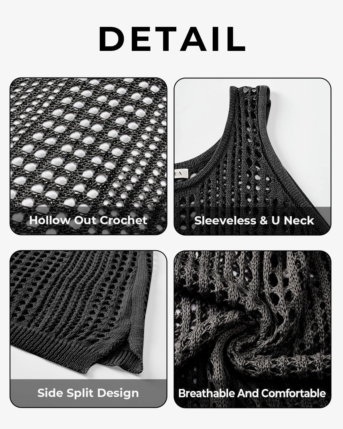 Plus Size Cover Up Swimsuit for Women Crochet Sleeveless Beach Coverups Swimwear Hollow Out Bathing Suits Beach Dress