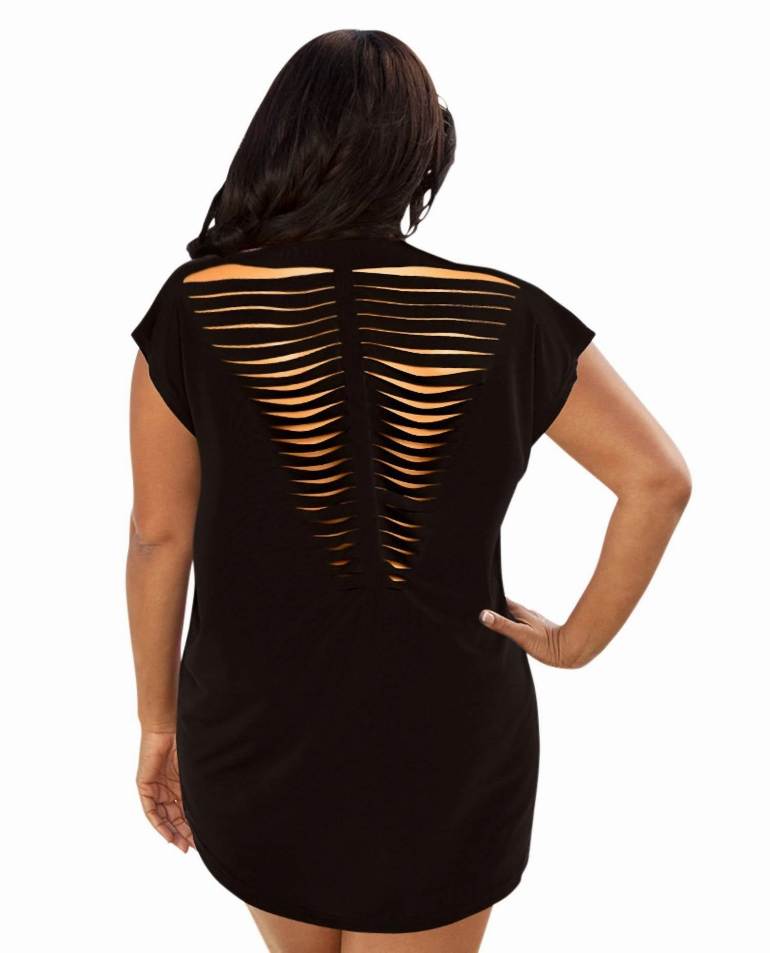 Plus Size Jersey Cut Out Cover Up Dress In Black