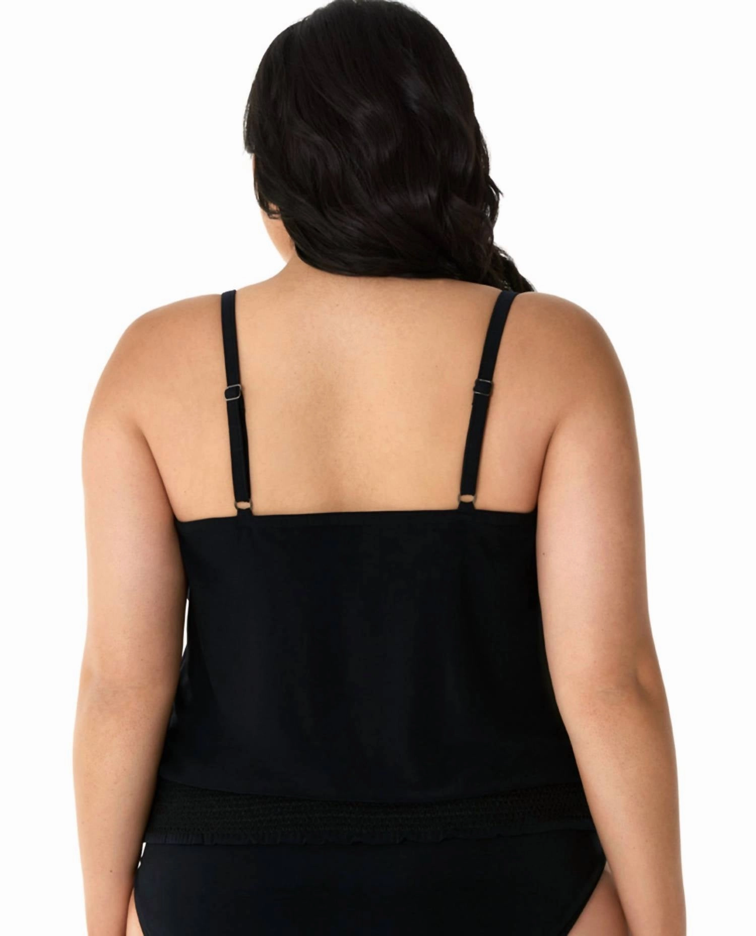 Plus Size Justina Blouson Tankini Top In Black