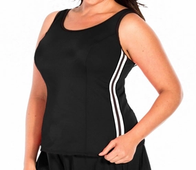 Plus Size Kimkini Underwire Tankini Top In Black