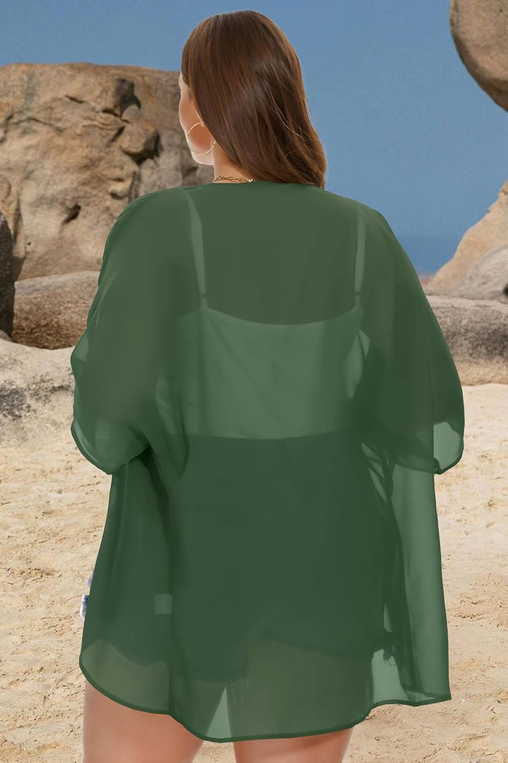 Plus Size Kimonos for Women Swimsuit Cover Ups Casual Loose Cardigan Summer Tops Swimwear