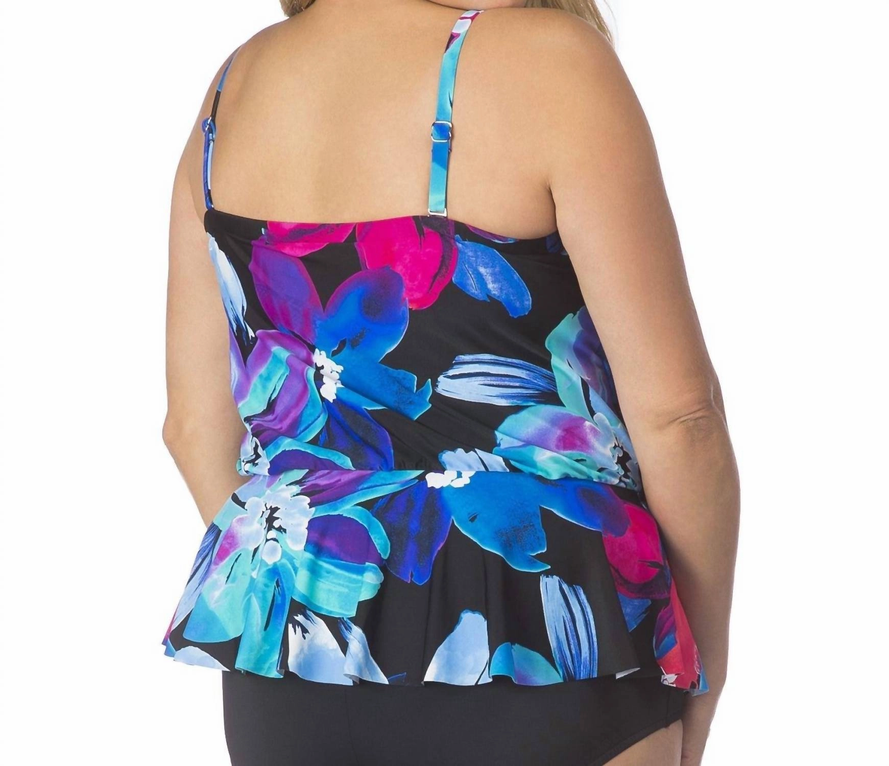 Plus Size Peplum Tankini Top In Flourish