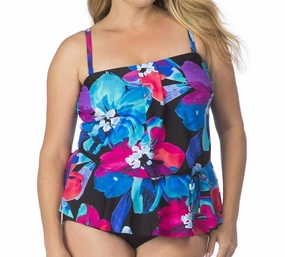 Plus Size Peplum Tankini Top In Flourish