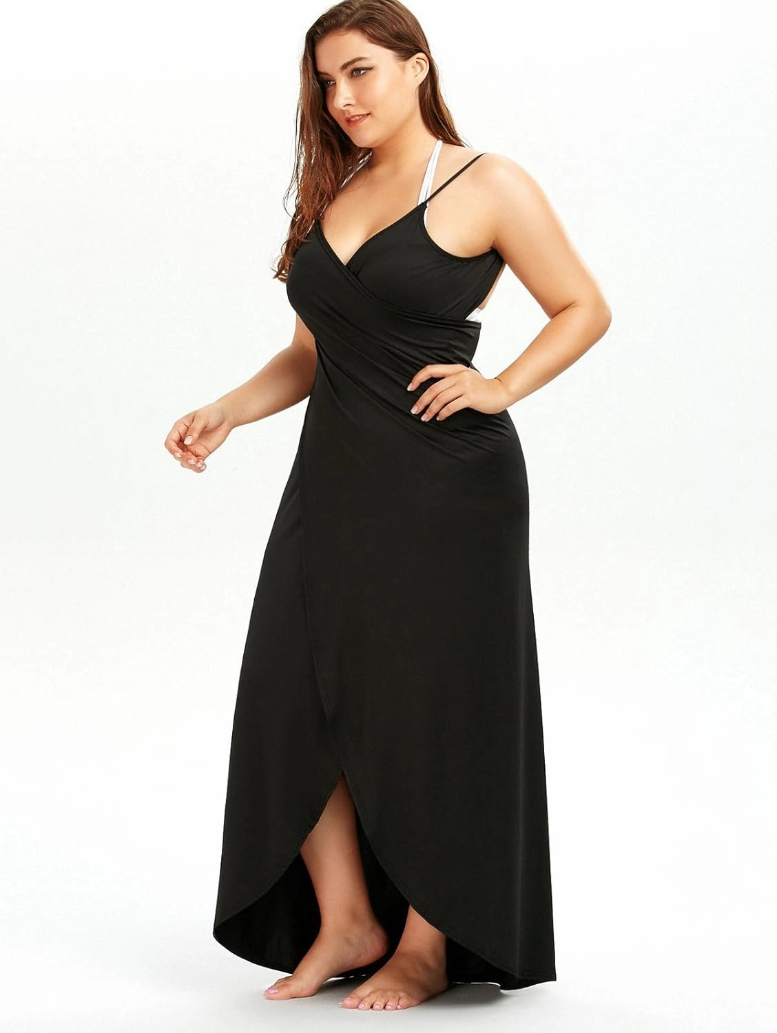 Plus Size Spaghetti Strap Swimwear Cover Ups for Women Beach Swimwear Sarong Backless Wrap Dress
