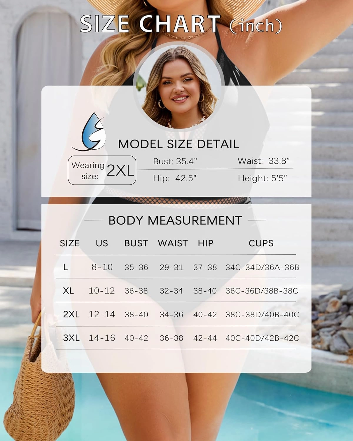 Plus Size Swimsuit for Women One Piece Tummy Control Bathing Suit Halter Backless Slimming Mesh Color Block Modest