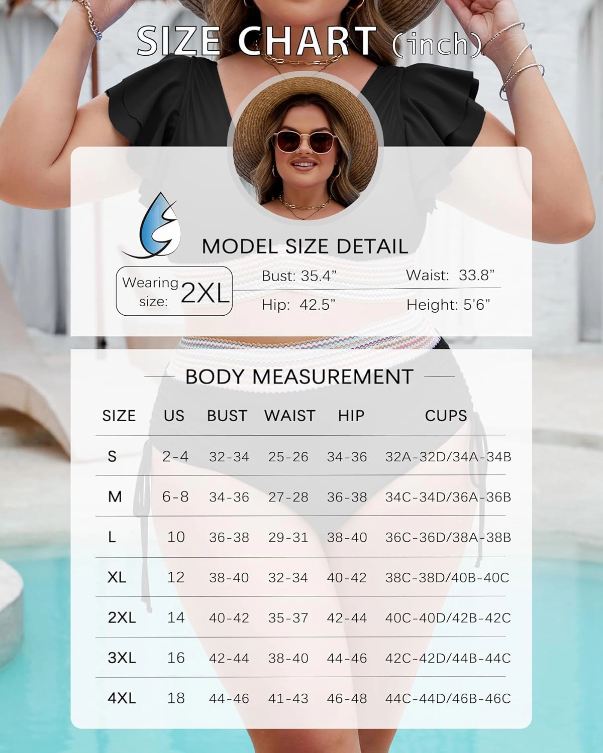 Plus Size Swimsuit for Women Two Piece High Waisted Bikini Sets Ruffle Tummy Control Bathing Suit Full Coverage