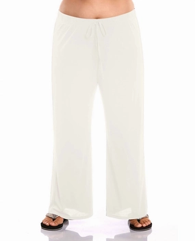 Plus Size Tie Front Lounge Beach Cover Up Pant In White