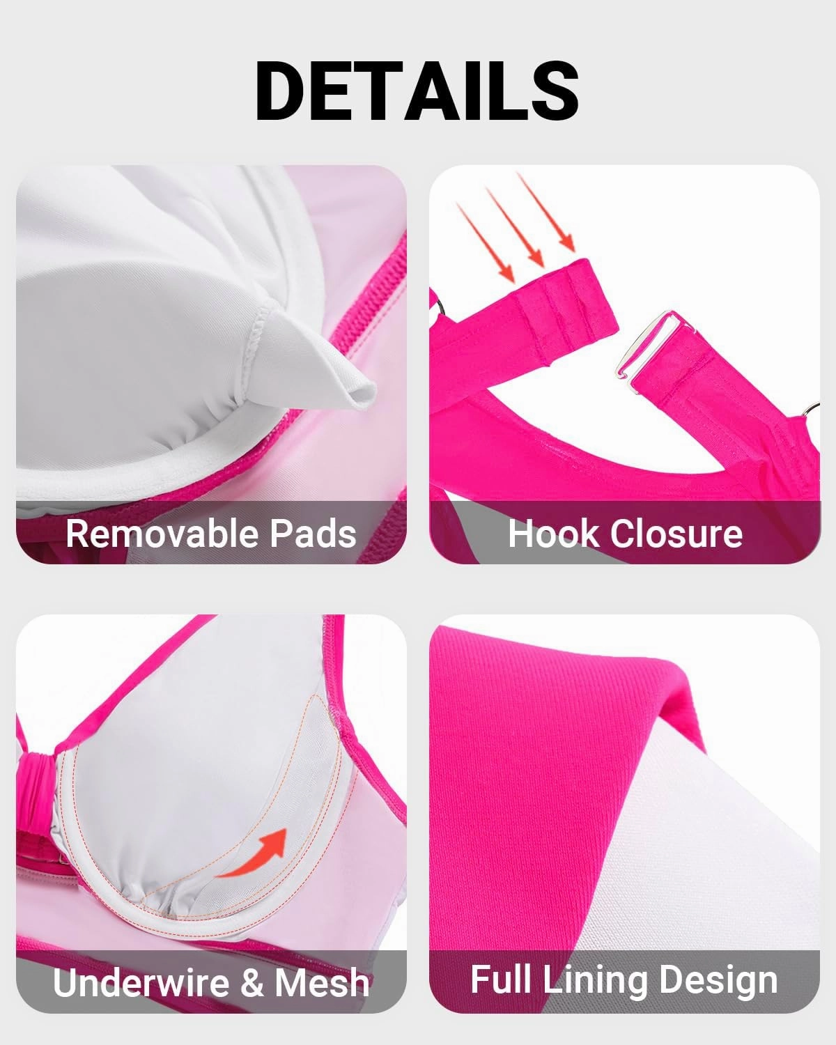 Plus Size Underwire Bikini Top - Women Push Up Swim Top Bra Keyhole Swimsuit Tops Only Bathing Suit Tops for Large Bust 2025