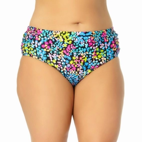 Plus Womens Floral High-Waist Swim Bottom Separates
