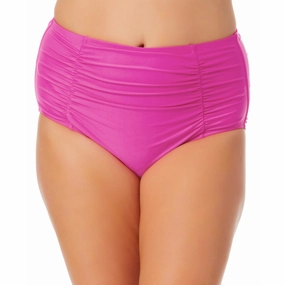 Plus Womens Solid High-Waist Swim Bottom Separates