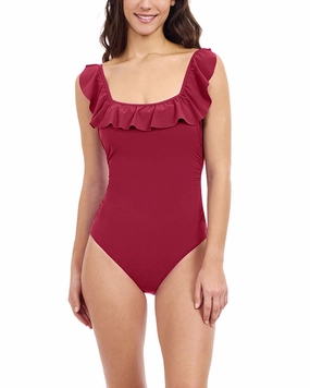 Profile By Gottex Tutti Frutti Square Neck Ruffle Swimsuit