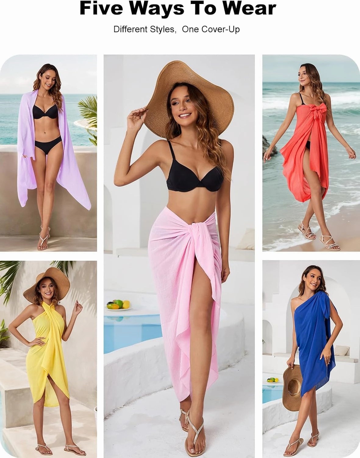 QIANXIZHAN Women's Swimsuit Cover Up,Beach Sarong Wrap Bottom Coverup for Women Short Skirt