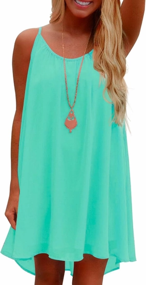 ReachMe Womens Sexy Plus Size Swimsuit Coverups Spaghetti Strap Beach Dresses Bathing Suit Cover Up Sheer Tank Sundress