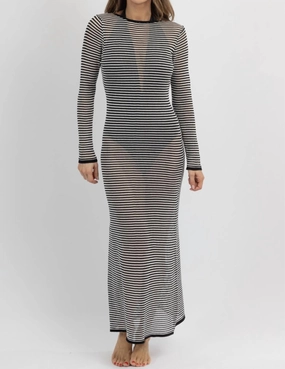 Rhea Stripe Knit Cover Up In Black/white