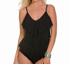 Rita Triple Tier Tankini Top In Black