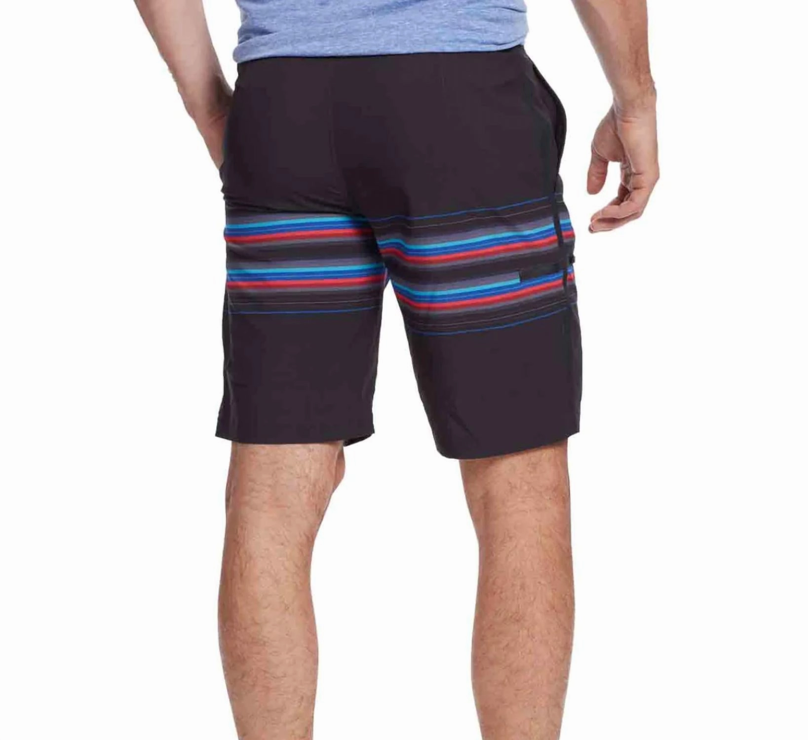 Rockaway Stripe 8" Board Shorts In Black/red