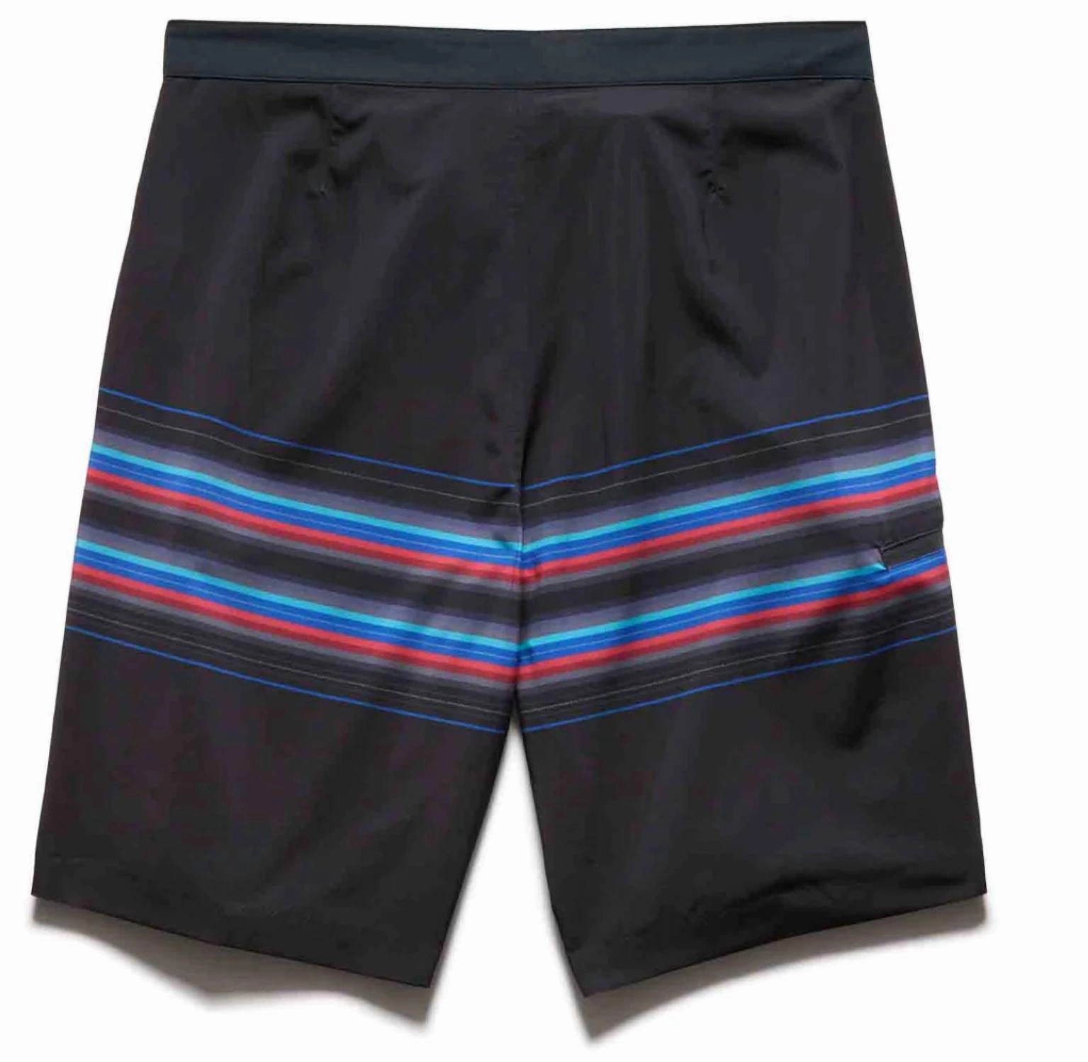 Rockaway Stripe 8" Board Shorts In Black/red