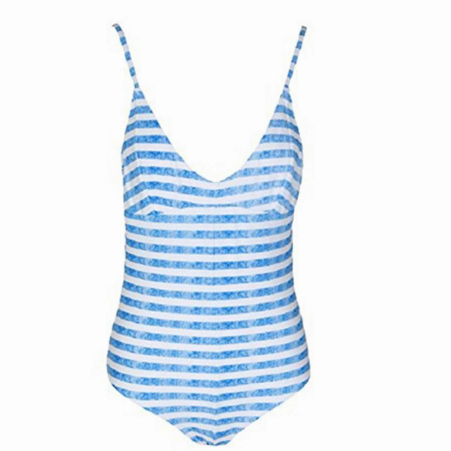 Sad Eyed Lady Striped One Piece Swimsuit In White/blue