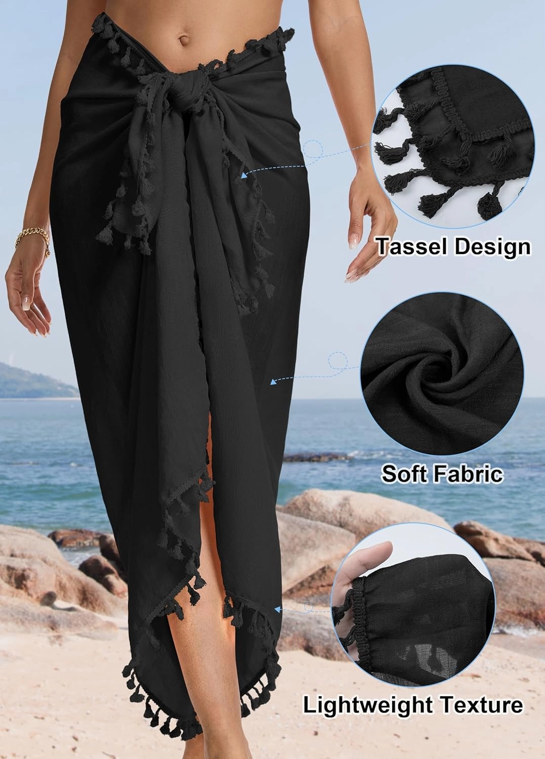 Sarong Wraps for Women Beach Cover Ups Swimsuit Coverup Bathing Suit Cover Up Swimwear Bikini Swim Skirt