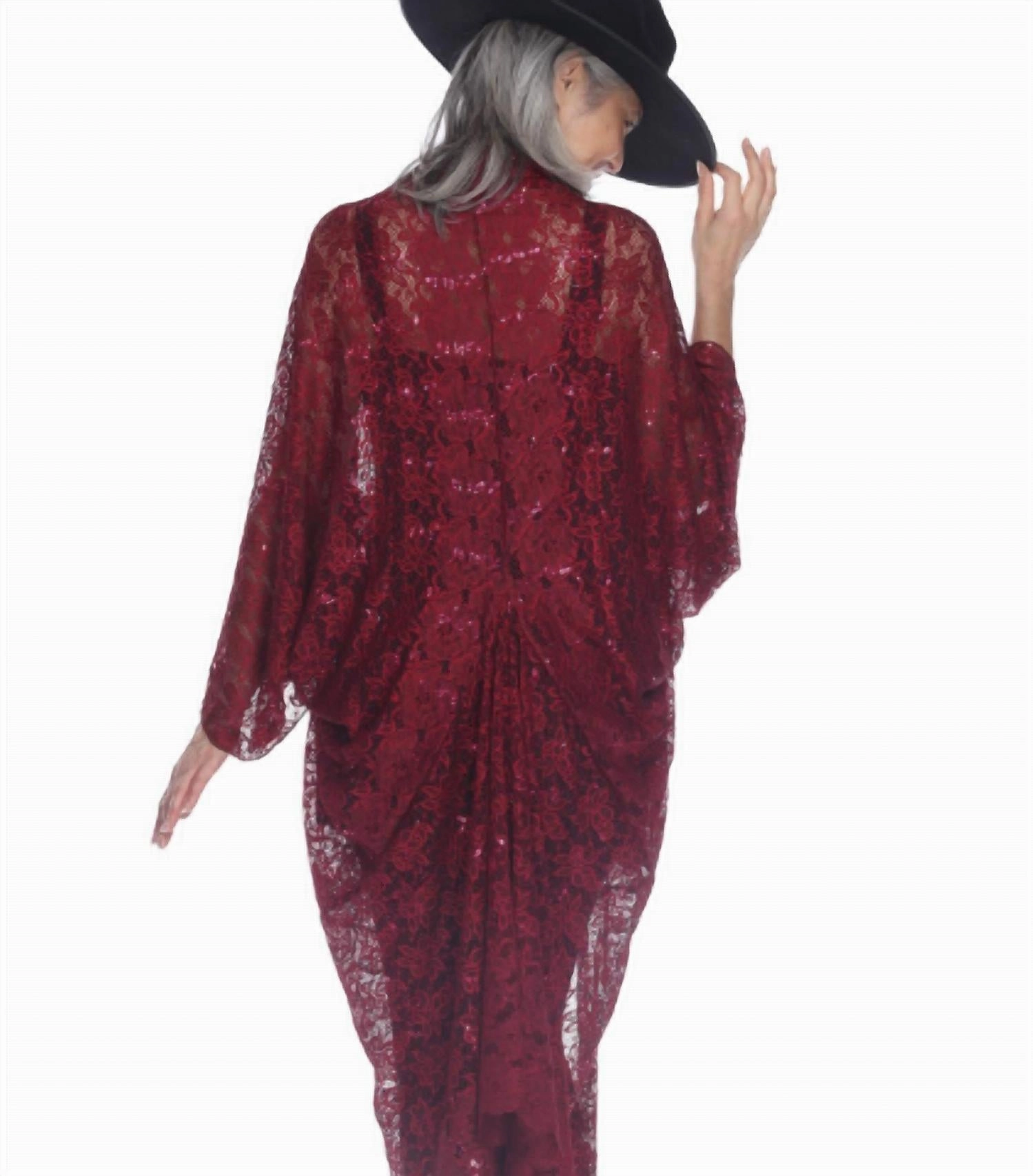 Sasha Sequin 3-Way Wrap Coverup In Burgundy