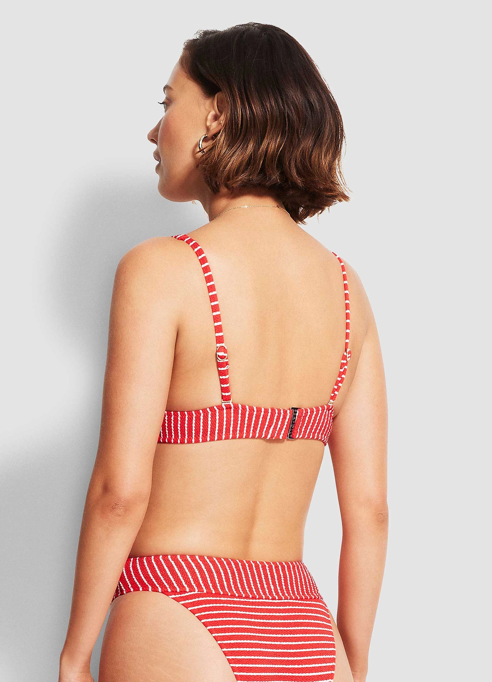 Seaside Stripe Longline Tri - Chilli Red