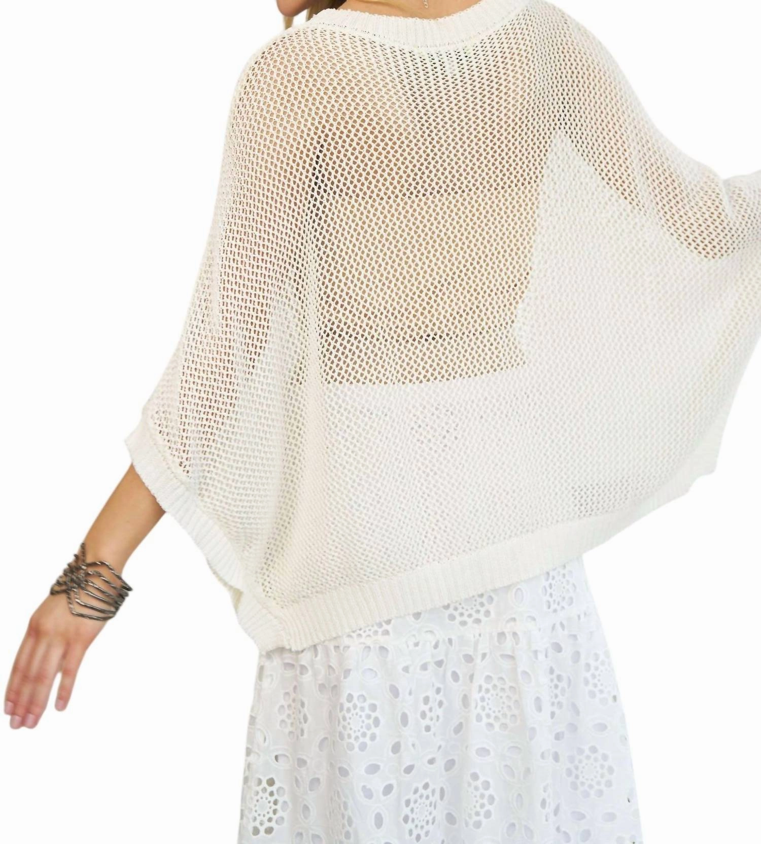 Send A Message Mesh Sweater In White