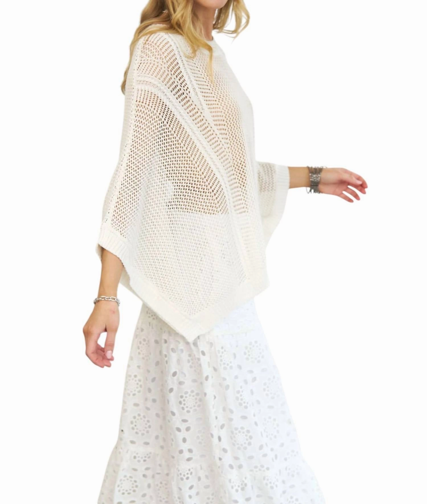 Send A Message Mesh Sweater In White