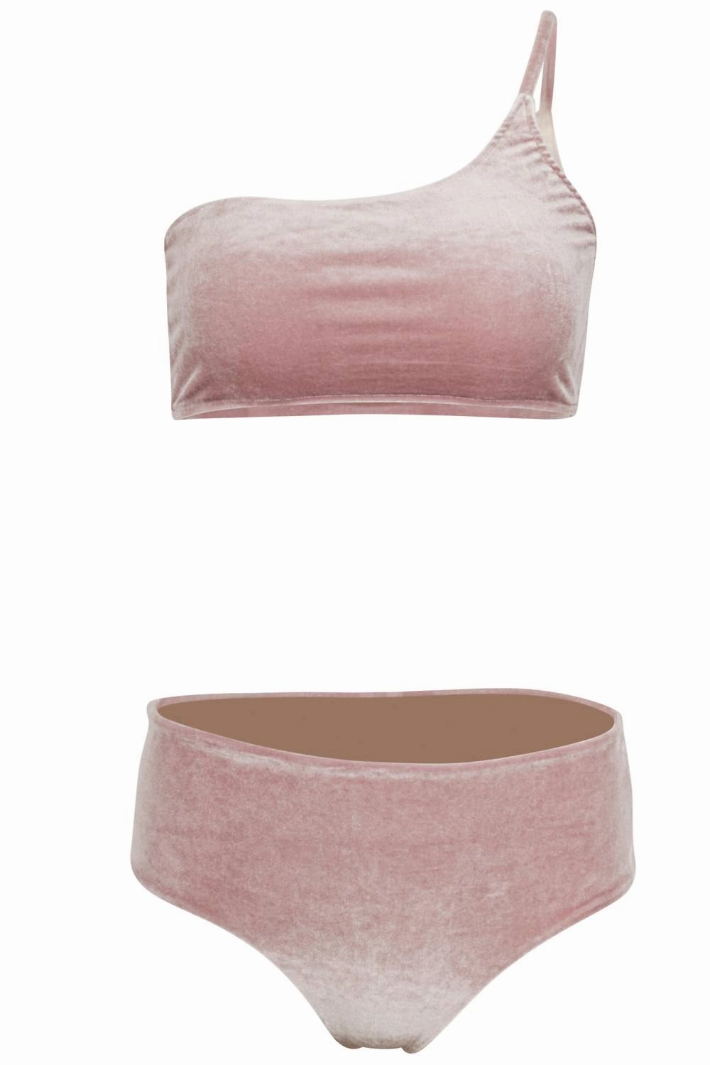Serena One Shoulder Bikini Top In Velvet
