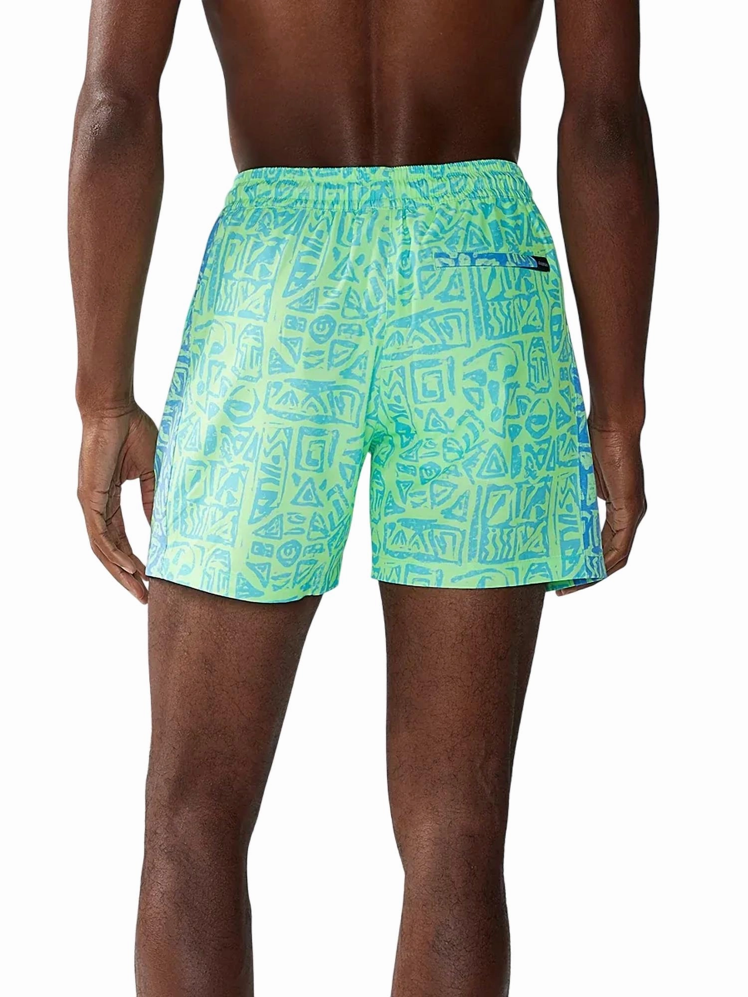 Shakedowns Swim Trunk In Green Geometric