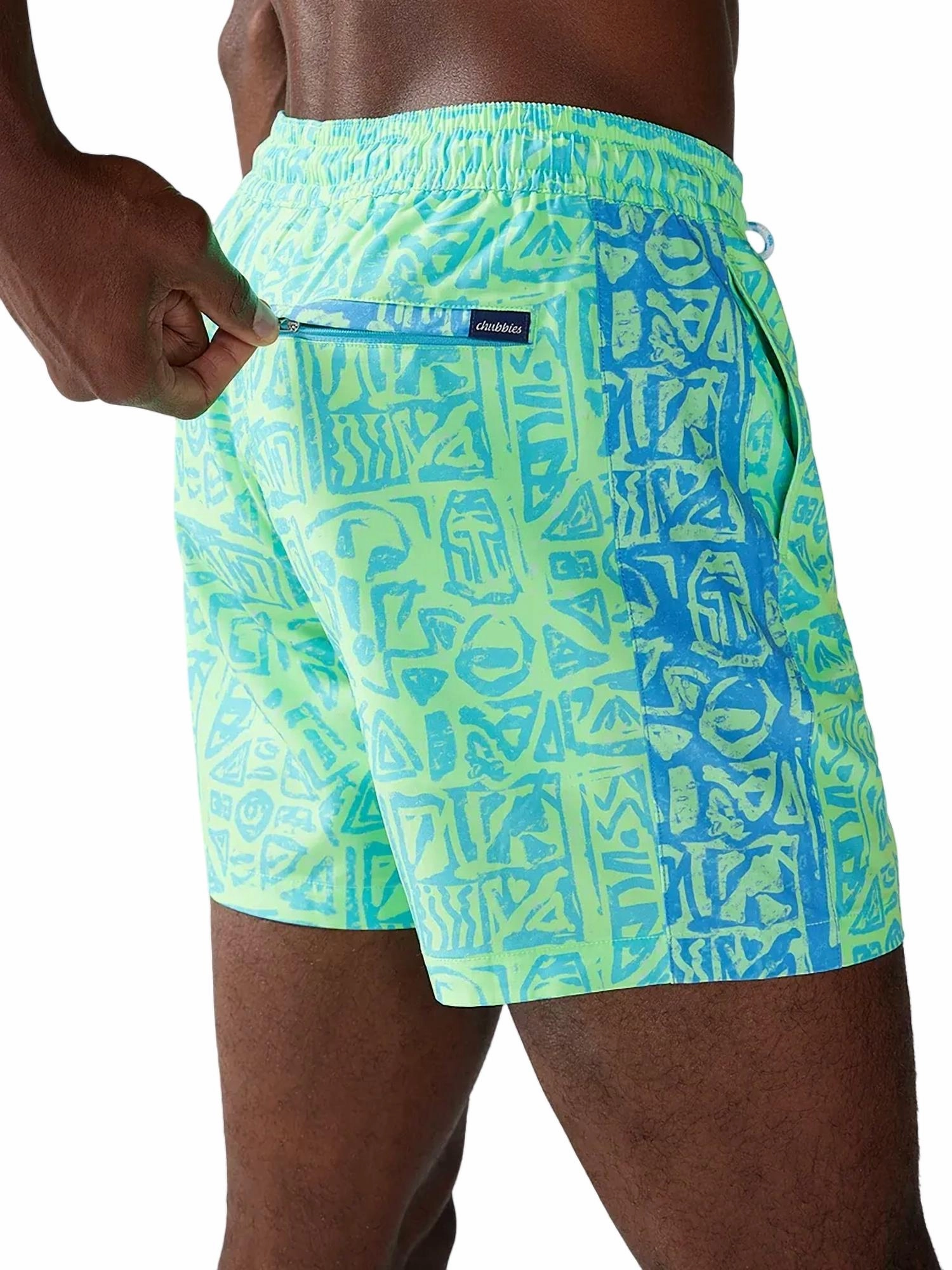 Shakedowns Swim Trunk In Green Geometric