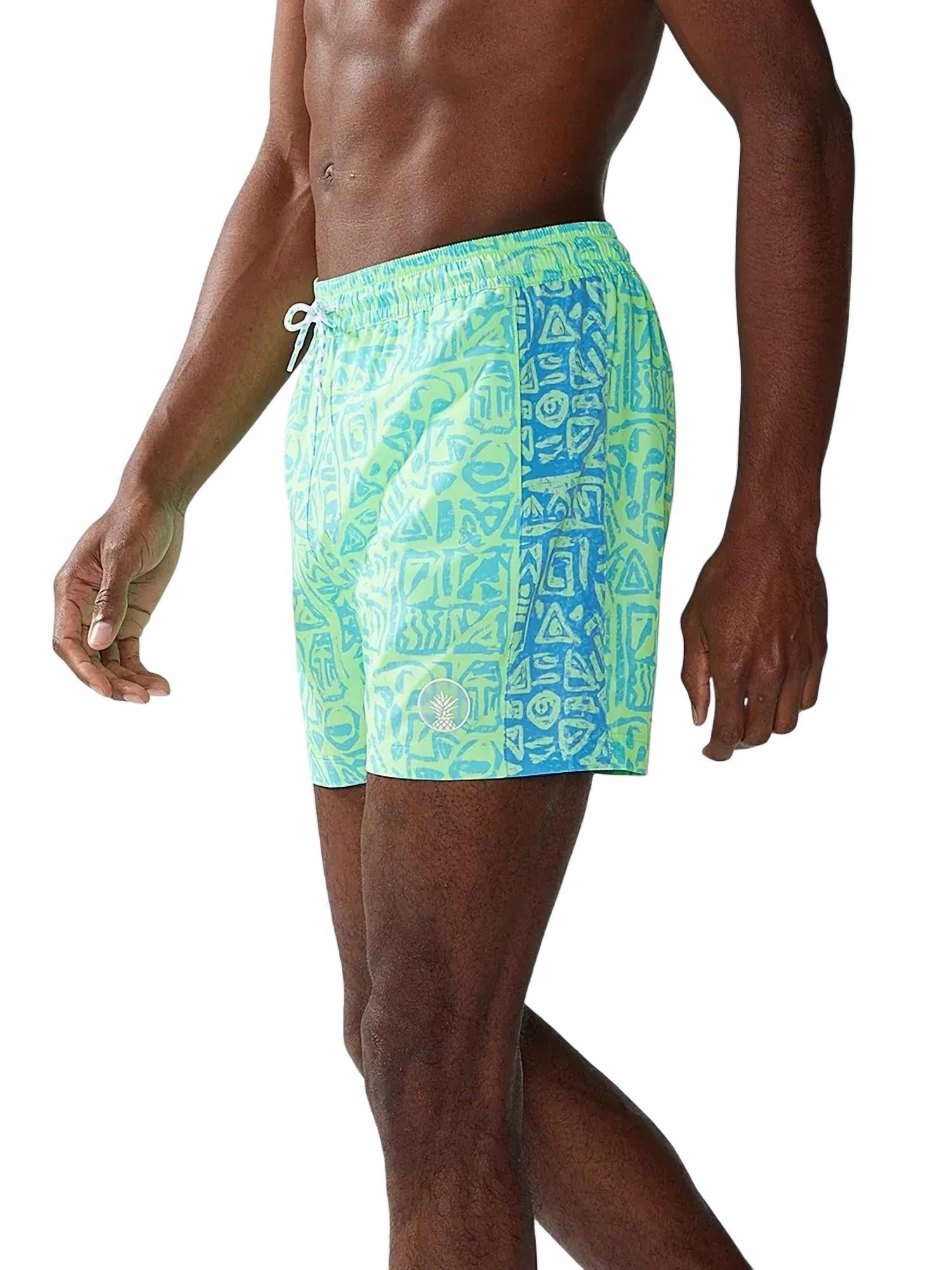 Shakedowns Swim Trunk In Green Geometric