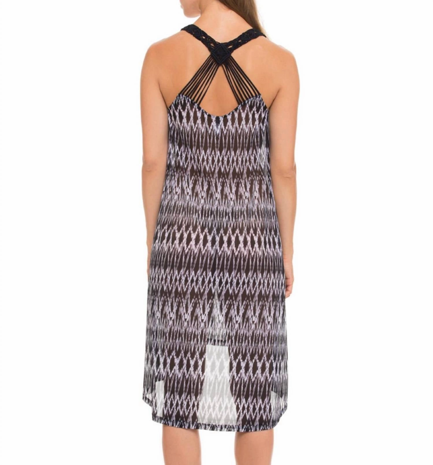 Sheer Mesh Macrame Back Dress Cover Up In Shibori