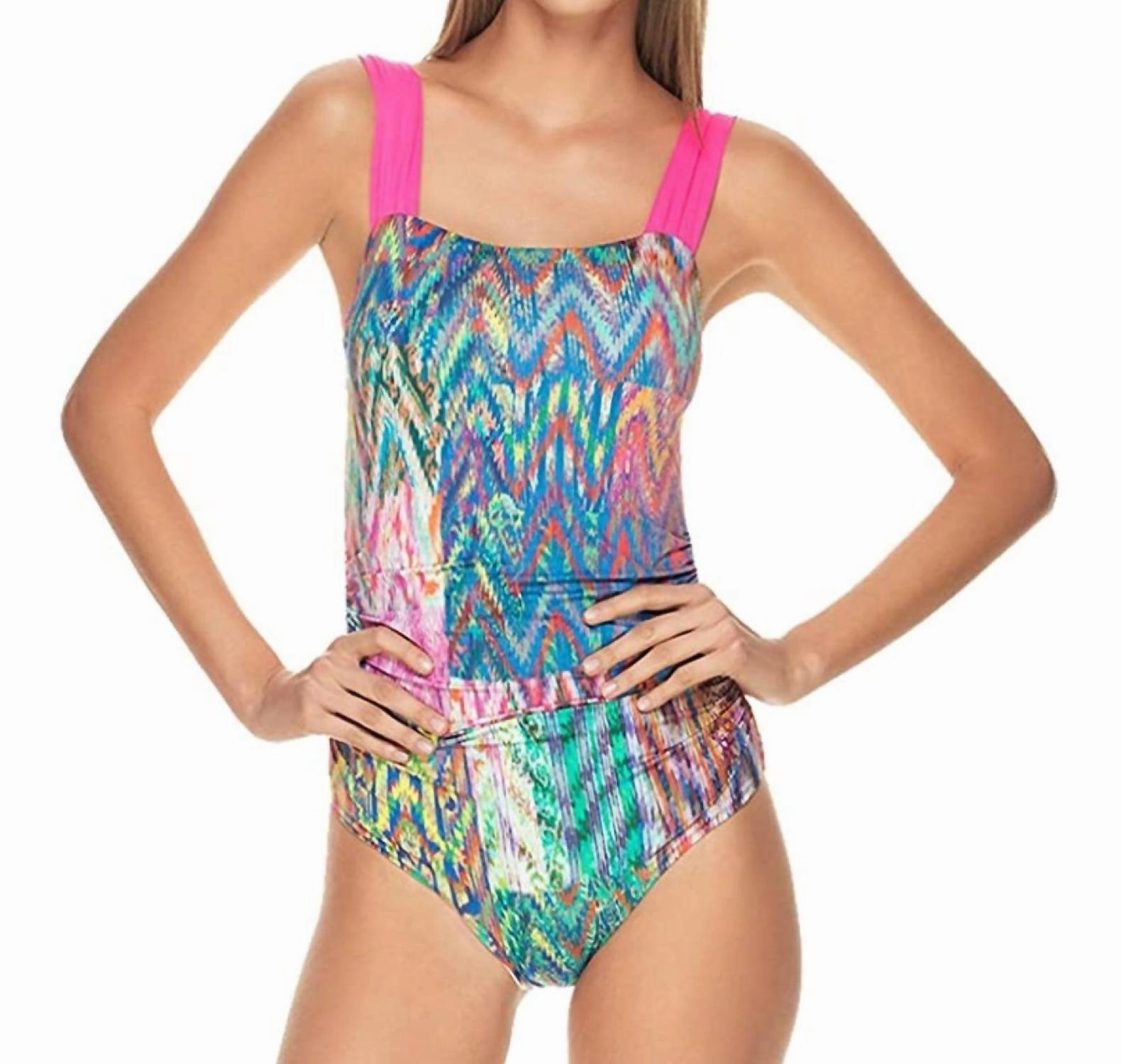 Shirred One Piece Swimsuit In Navajo