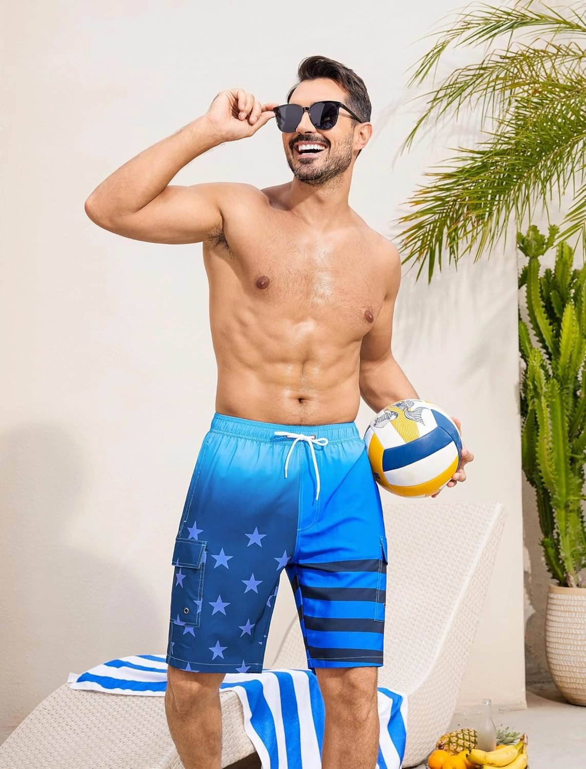SILKWORLD Men's 9" Swim Trunks Quick Dry Mens Bathing Suit Mesh Lining Board Shorts with Pockets