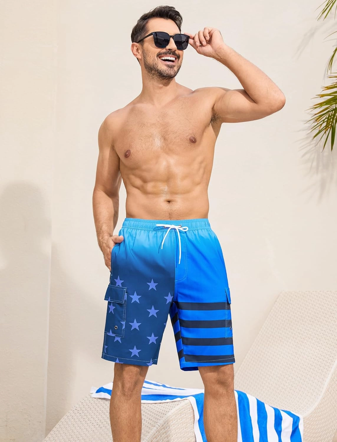 SILKWORLD Men's 9" Swim Trunks Quick Dry Mens Bathing Suit Mesh Lining Board Shorts with Pockets