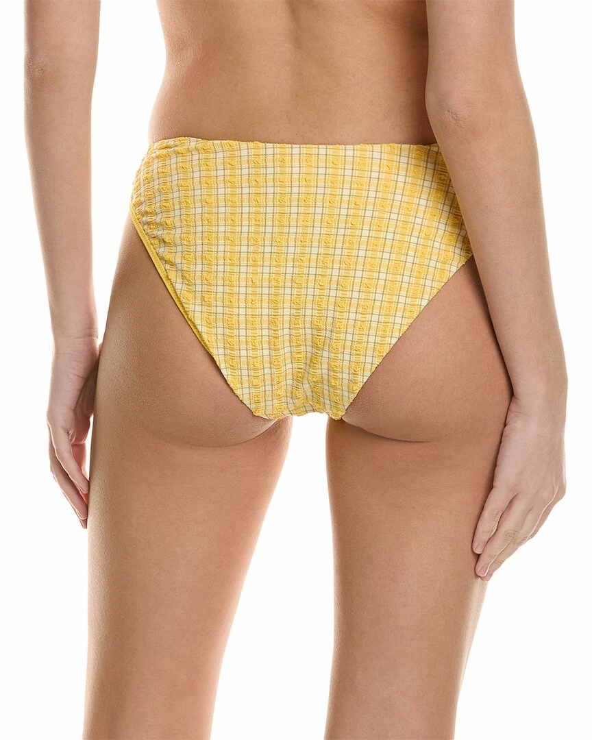 SIMKHAI Francesca Seersucker Plaid Ring Bikini Bottom