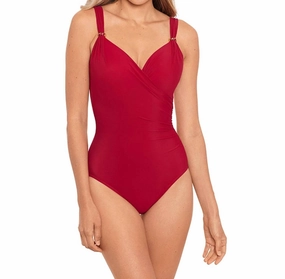 Siren Underwire One Piece Swimsuit In Red
