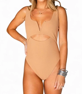 Skipper Cut Out Front One-Piece In Tan