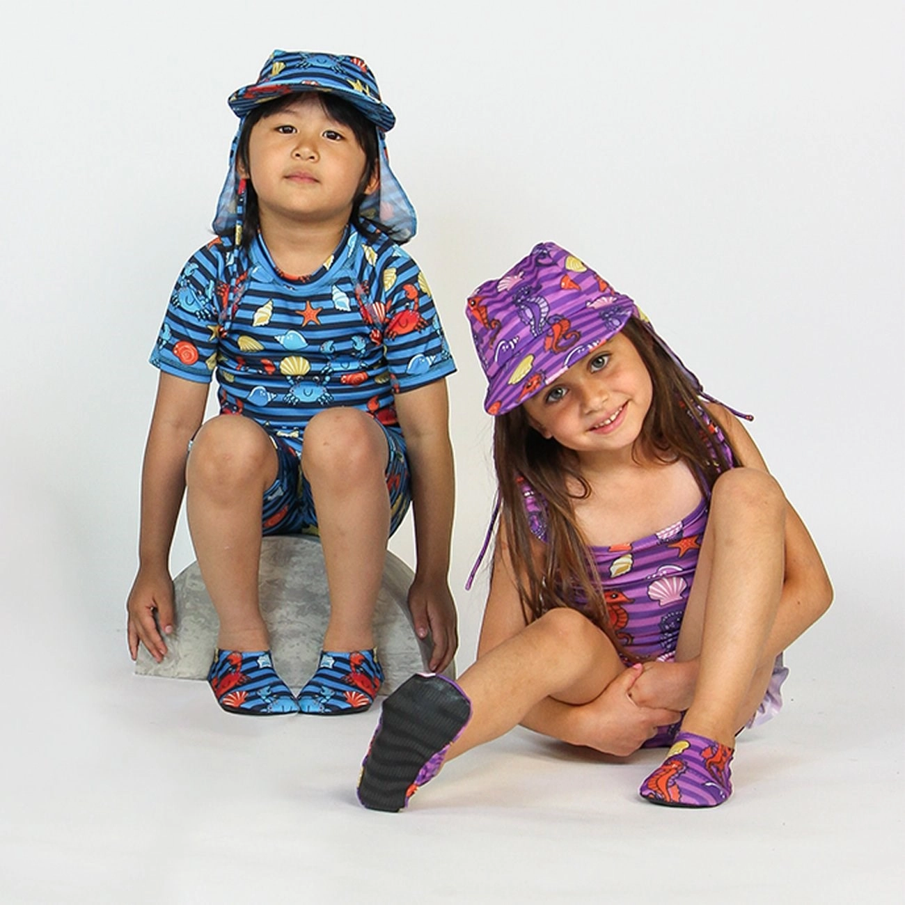 Smfolk Spring Pink UV50 Sun Hat With Seahorses