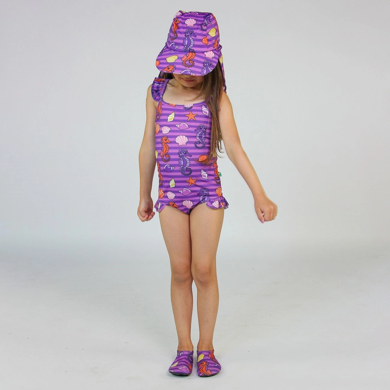 Smfolk Spring Pink UV50 Sun Hat With Seahorses