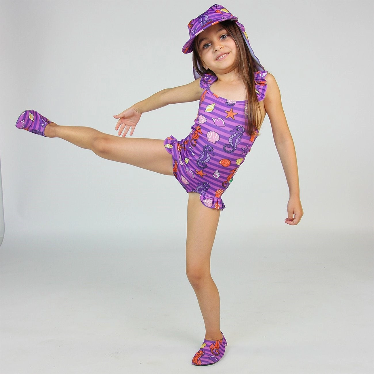Smfolk Spring Pink UV50 Swimsuit With Seahorses