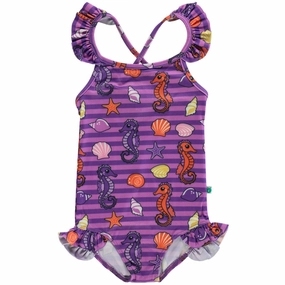 Smfolk Spring Pink UV50 Swimsuit With Seahorses